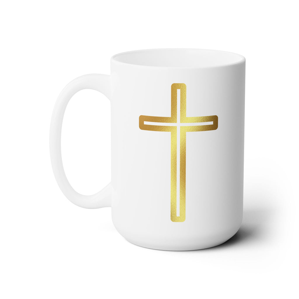 Golden Jesus Cross Christianity Coffee Tea Mug Gift Home Anniversary Love 15oz