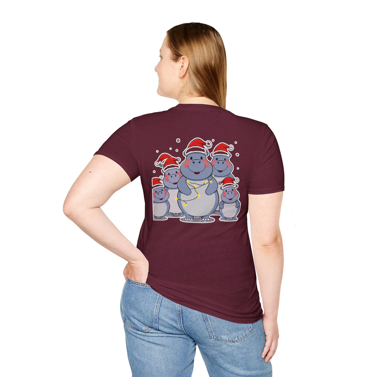 Christmas Hippos Family T-Shirt | Cute Cartoon Unique Holiday Gift Shirt