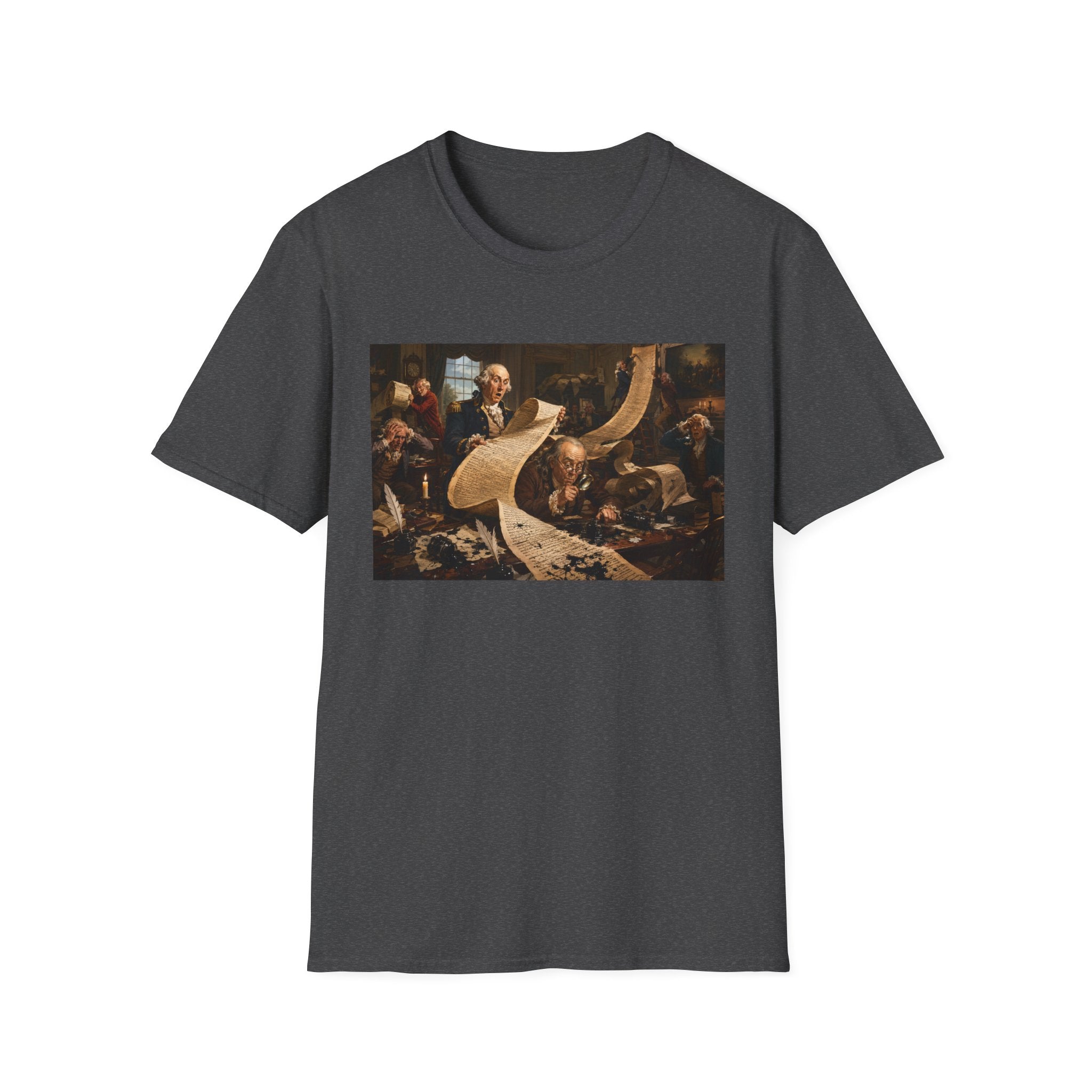Funny USA Unisex Softstyle T-Shirt Giant Declaration Team Funny Patriotic T-Shirt United States of America Benjamin Franklin George Washington Tshirts