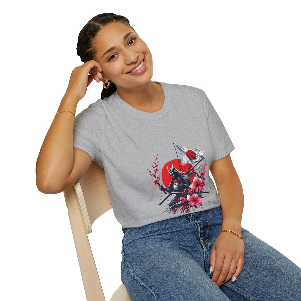 Japan Unisex Softstyle T-Shirt Japanese Art Sakura Samurai Cotton Gift Unique