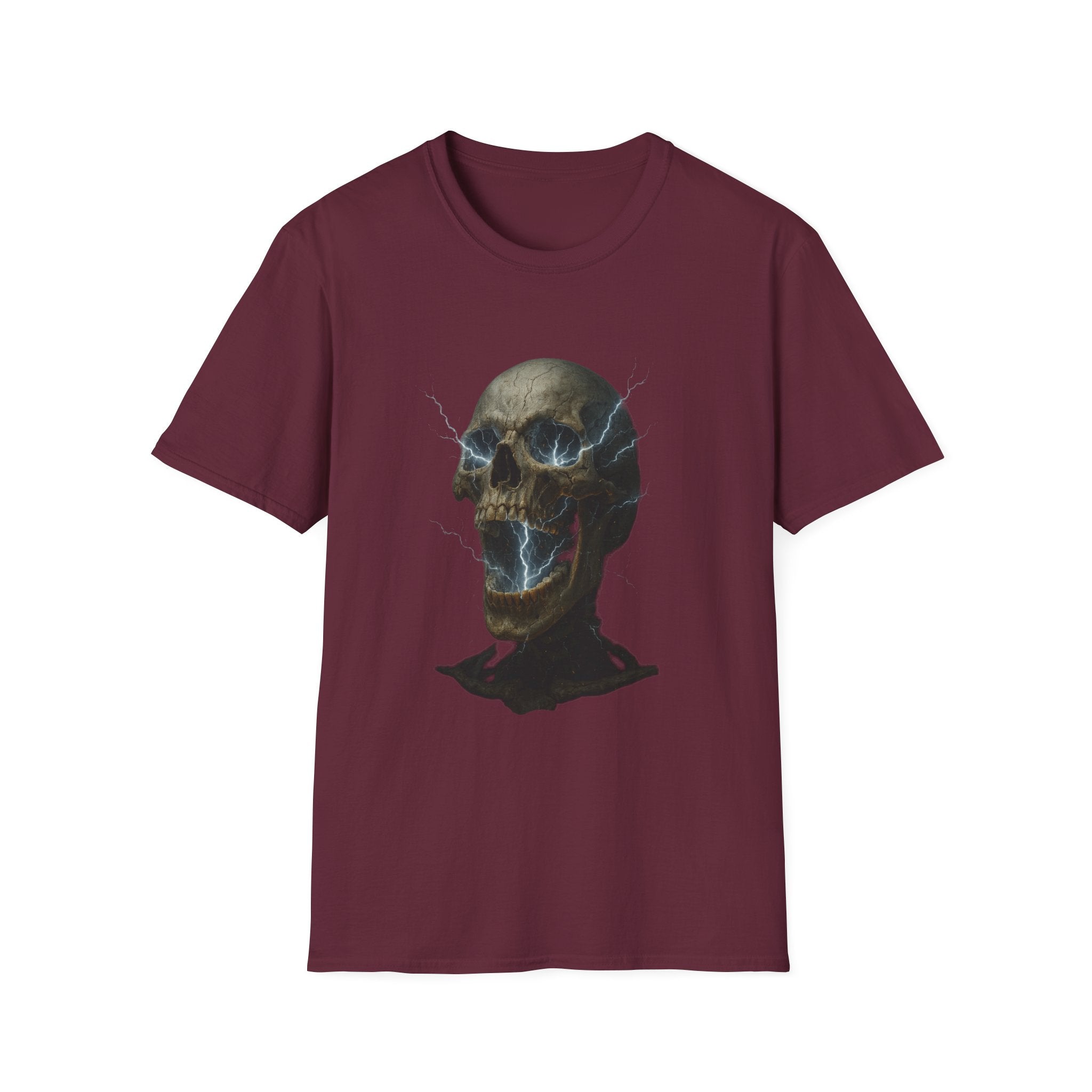 Funny Mens Electric Skull T-Shirt Classic Short Sleeve Shirt Apparel Clothing