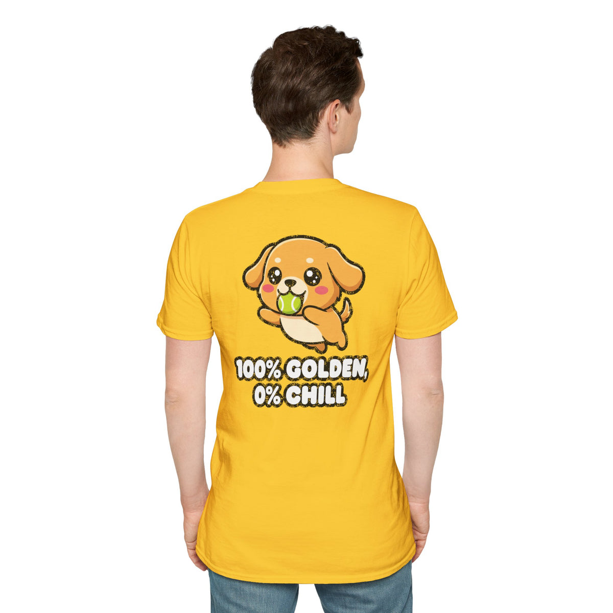 Cute Golden Retriever Shirt 100% Golden, 0% Chill Funny Dog Lover Unisex Softstyle Tee Gift