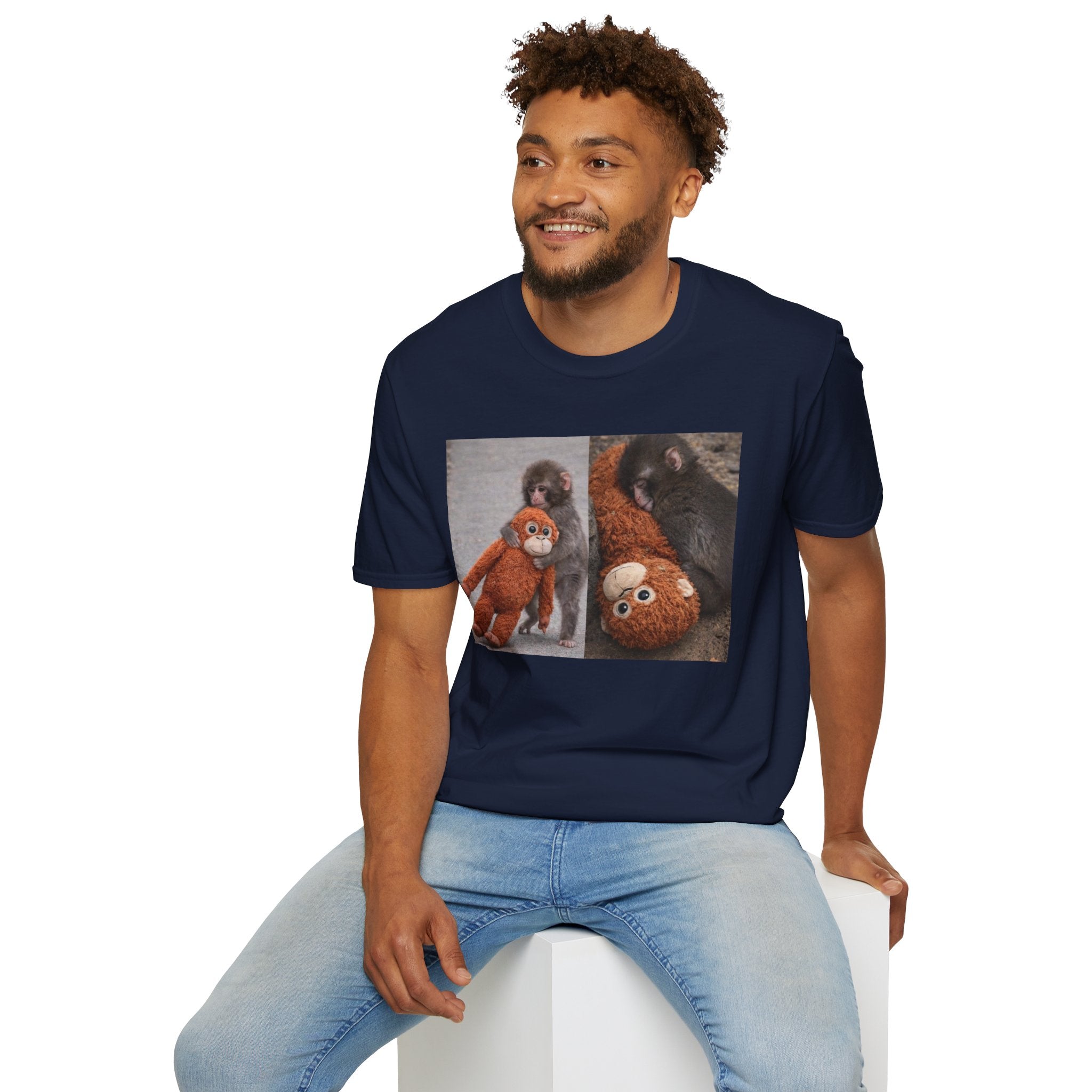 Funny Punch Monkey Viral Animal Tshirt Cute Trendy Unisex Softstyle T-Shirt Gift