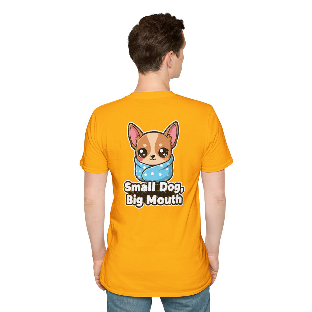 Cute Chihuahua Shirt Small Dog, Big Mouth Funny Dog Lover Unisex Softstyle Tee Gift