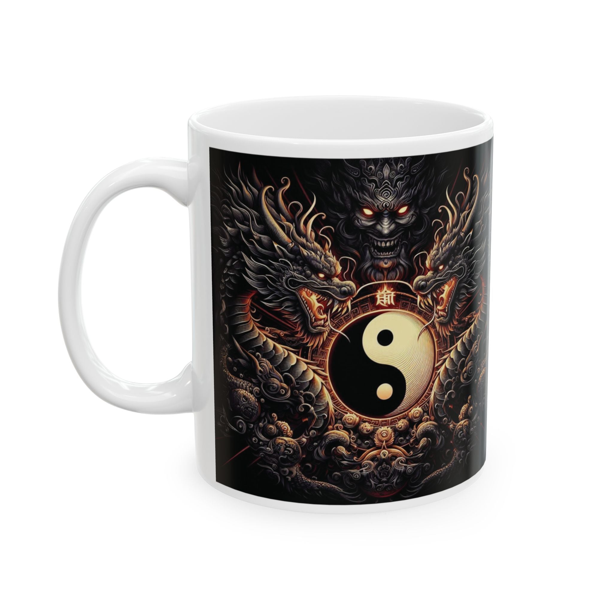 Dragon Mug Yin-Yang Symbol Lovers Design Ceramic Mug 11oz Gift Tea Cup