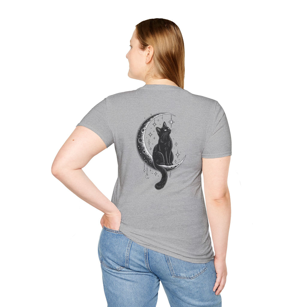 Black Cat Shirt Moon Silhouette Minimalist Funny Cat Lover Graphic Tee Unique Gift Black Cat T shirt
