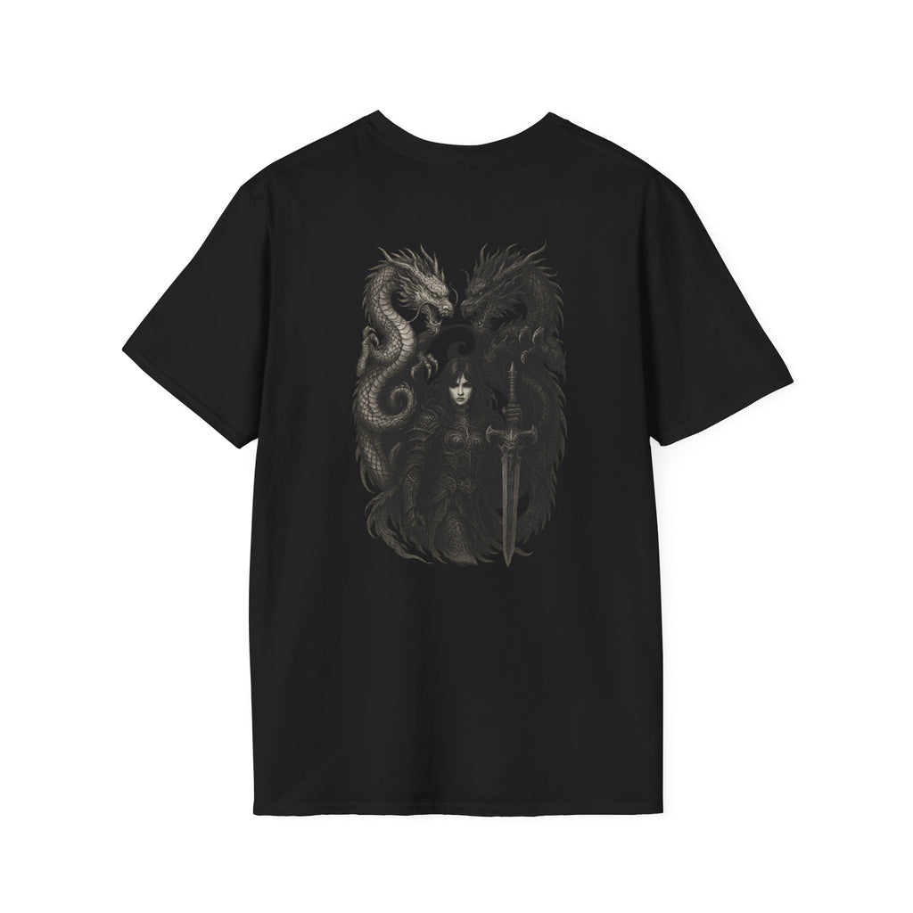 Dragon T-shirt Men Women Graphic Tee Clothing Apparel Symbol Ying Yang In Back