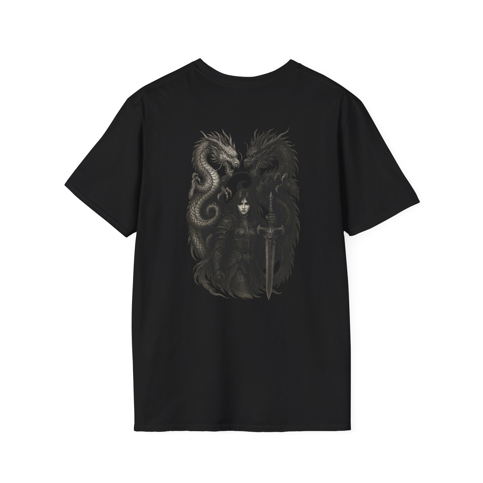 Dragon T-shirt Men Women Graphic Tee Clothing Apparel Symbol Ying Yang In Back