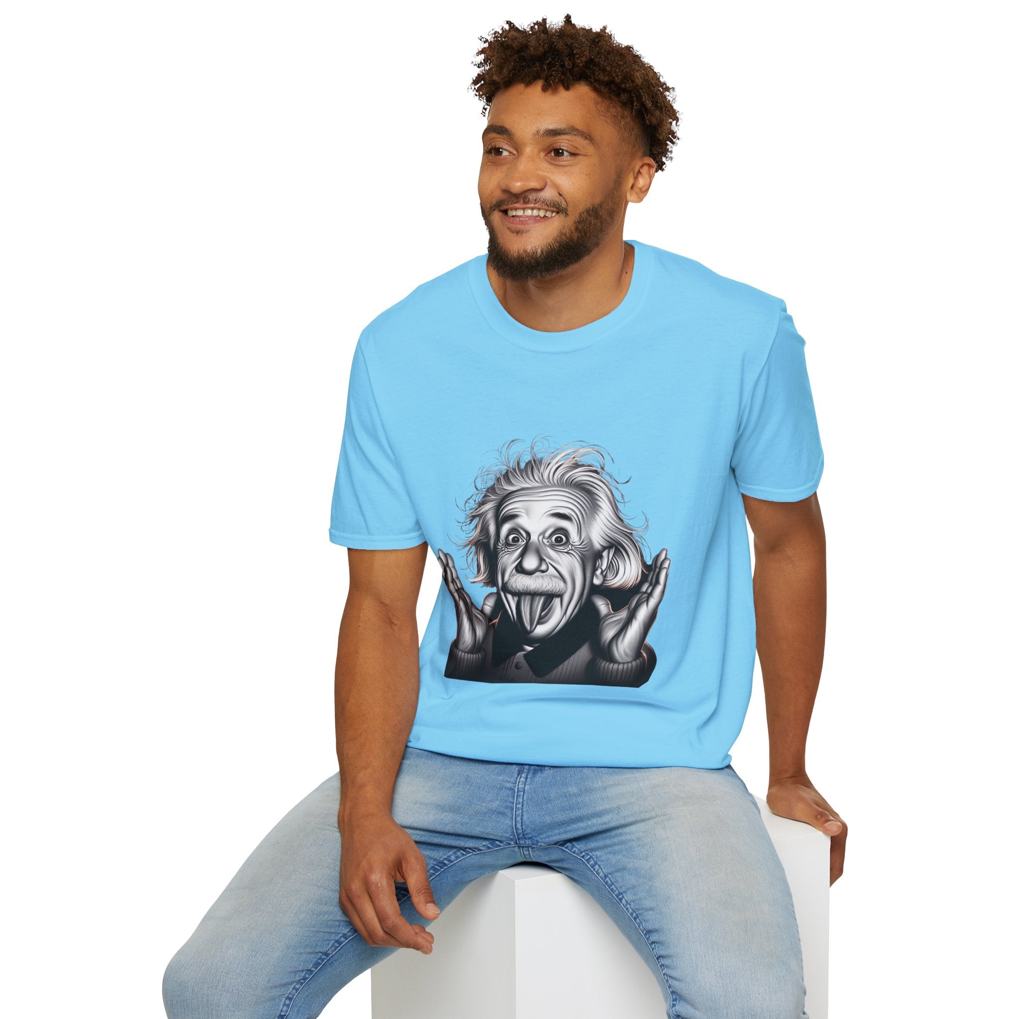 Funny Albert Einstein Print T-Shirt Unisex Softstyle T-Shirt Cotton Unique Gift