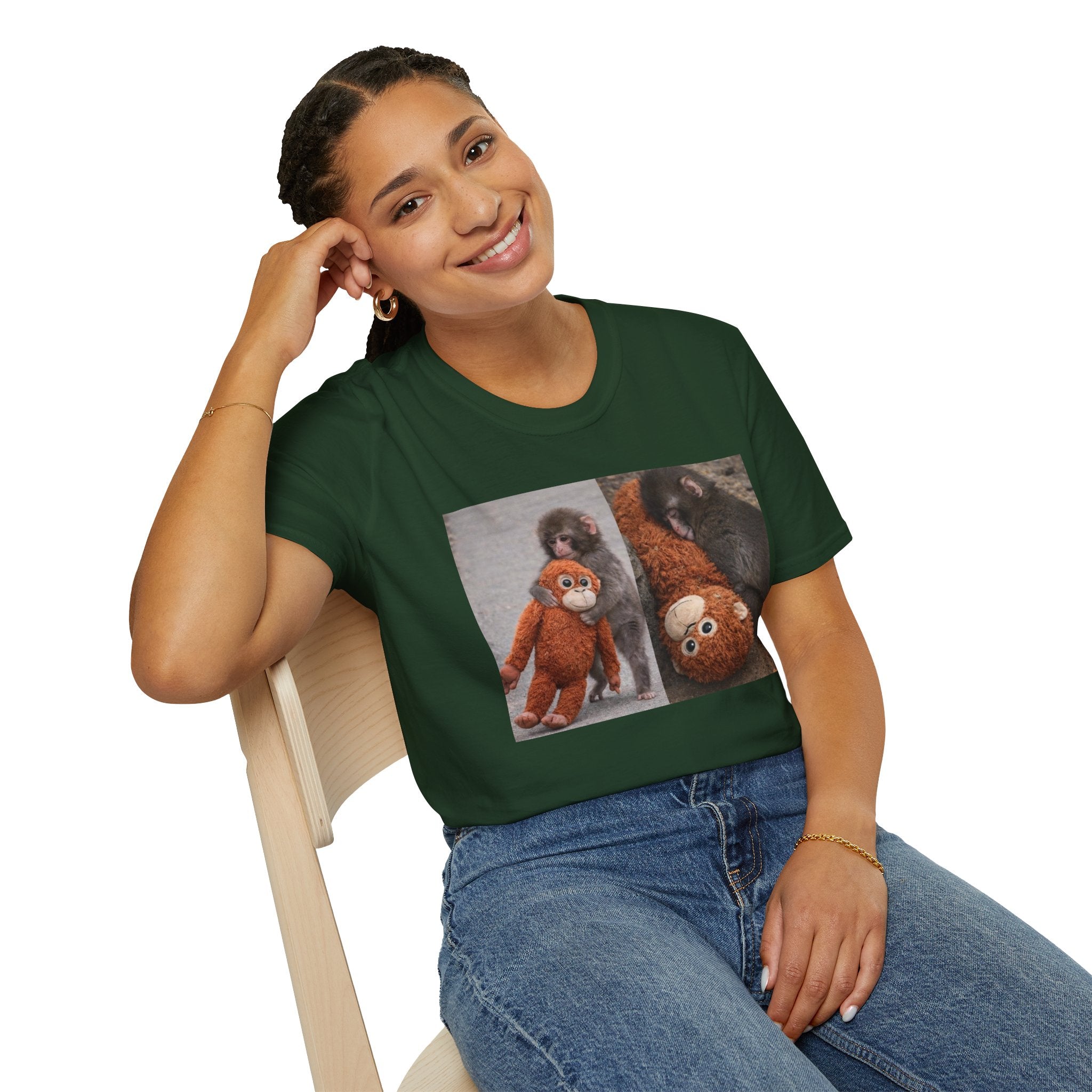 Funny Punch Monkey Viral Animal Tshirt Cute Trendy Unisex Softstyle T-Shirt Gift