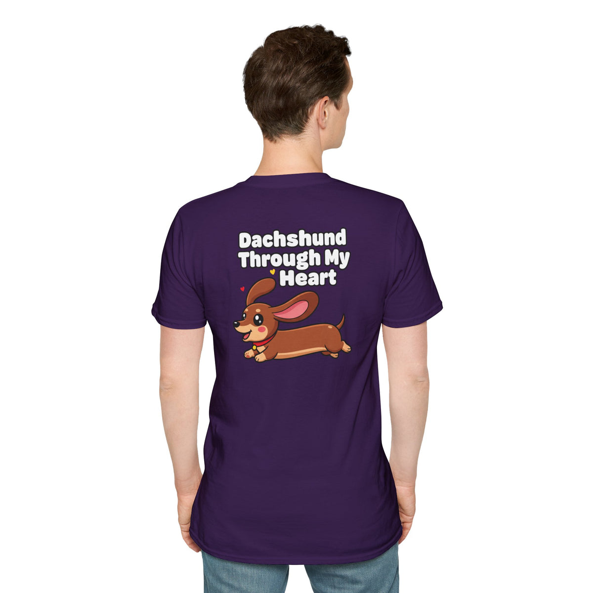 Cute Dachshund Shirt Dachshund Through My Heart Funny Dog Lover Unisex Softstyle Tee Gift