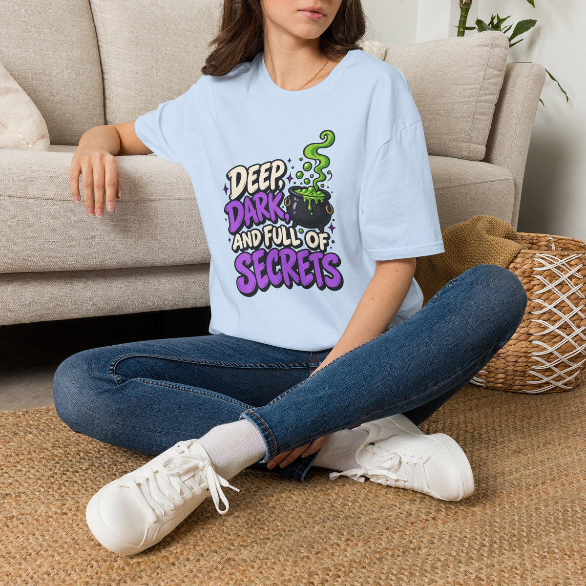 Funny Halloween Shirt DEEP DARK AND FULL OF SECRETS Novelty Tee Graphic T-Shirt
