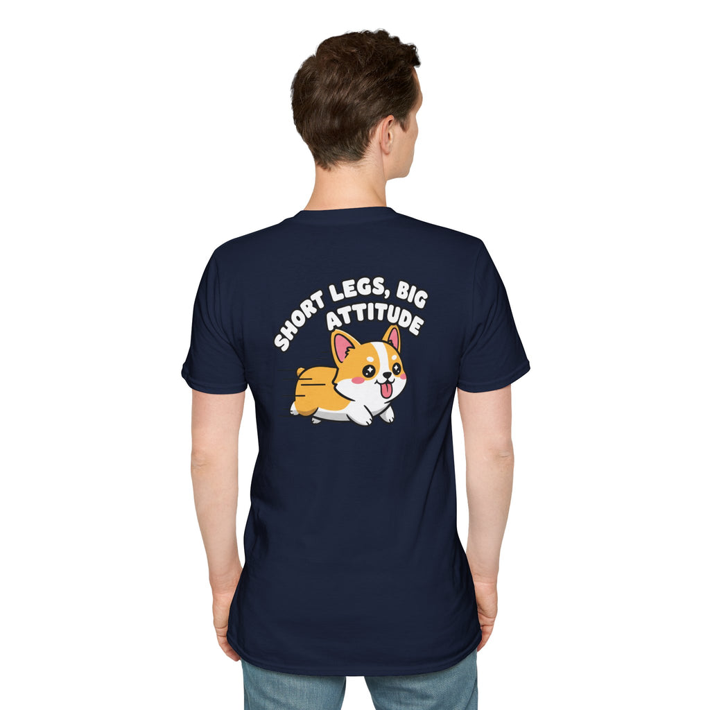 Cute Corgi Shirt Short Legs, Big Attitude Funny Dog Lover Unisex Softstyle Tee Gift