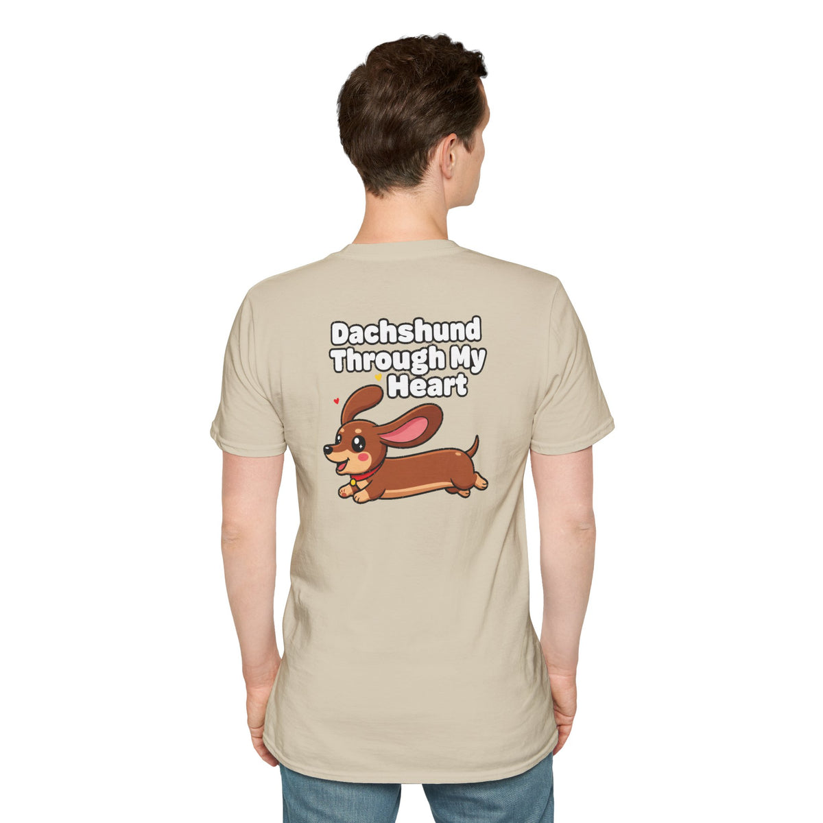 Cute Dachshund Shirt Dachshund Through My Heart Funny Dog Lover Unisex Softstyle Tee Gift