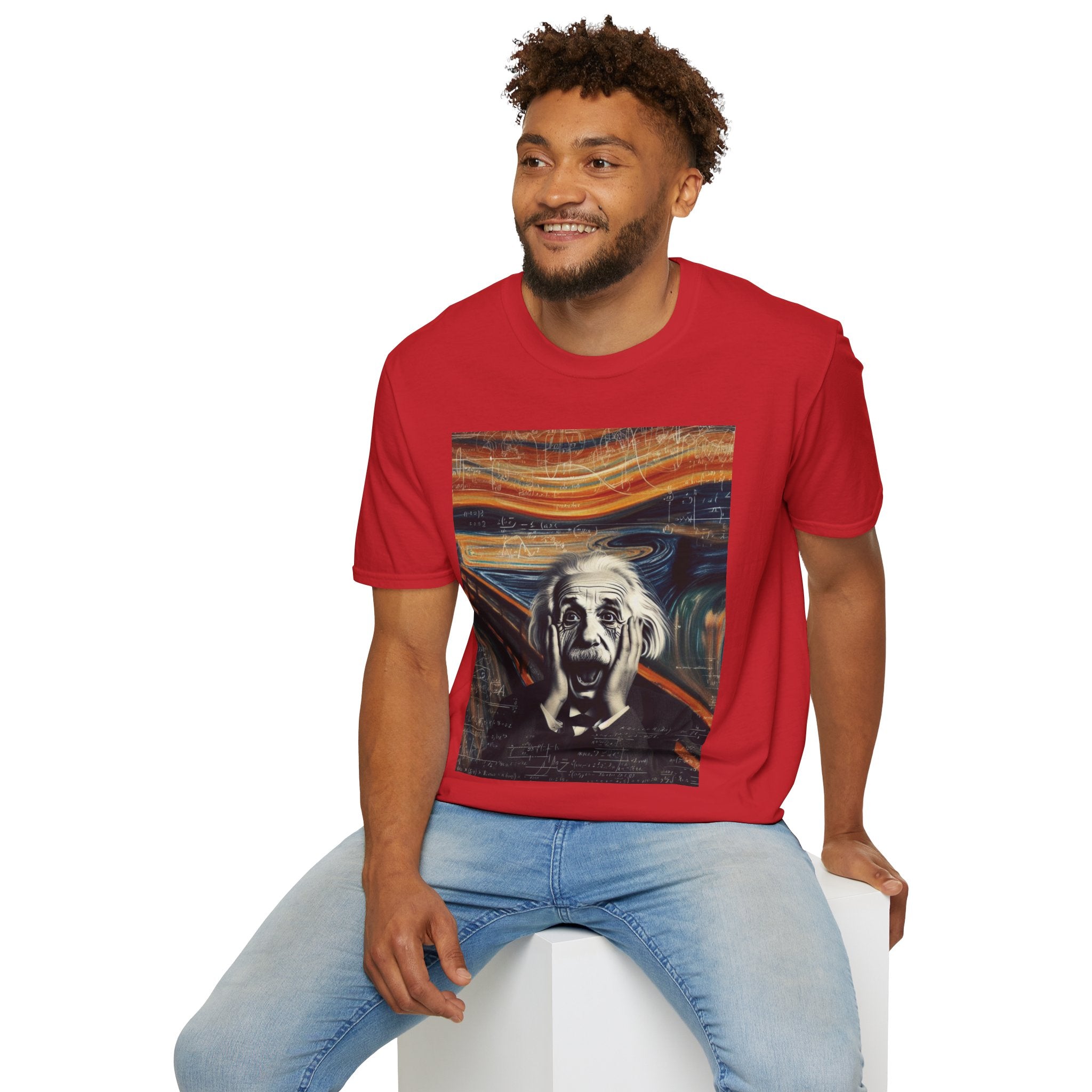 Funny Einstein Unisex Softstyle T-Shirt Edvard Munch Scream Cotton Gift Men Lady