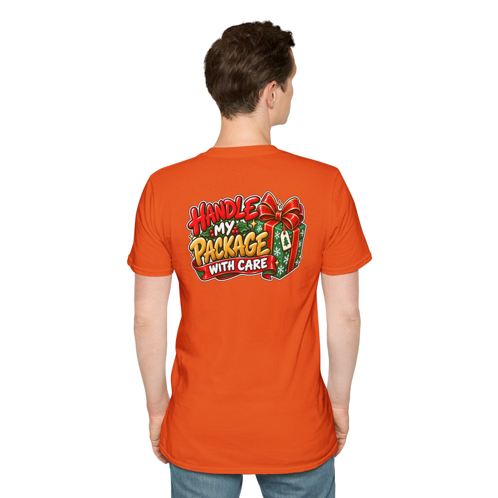 Funny Christmas Pun Tee Cheeky Holiday Shirt Dark Humor Funny Shirt HANDLE MY PACKAGE WITH CARE T-Shirt Unique Gift