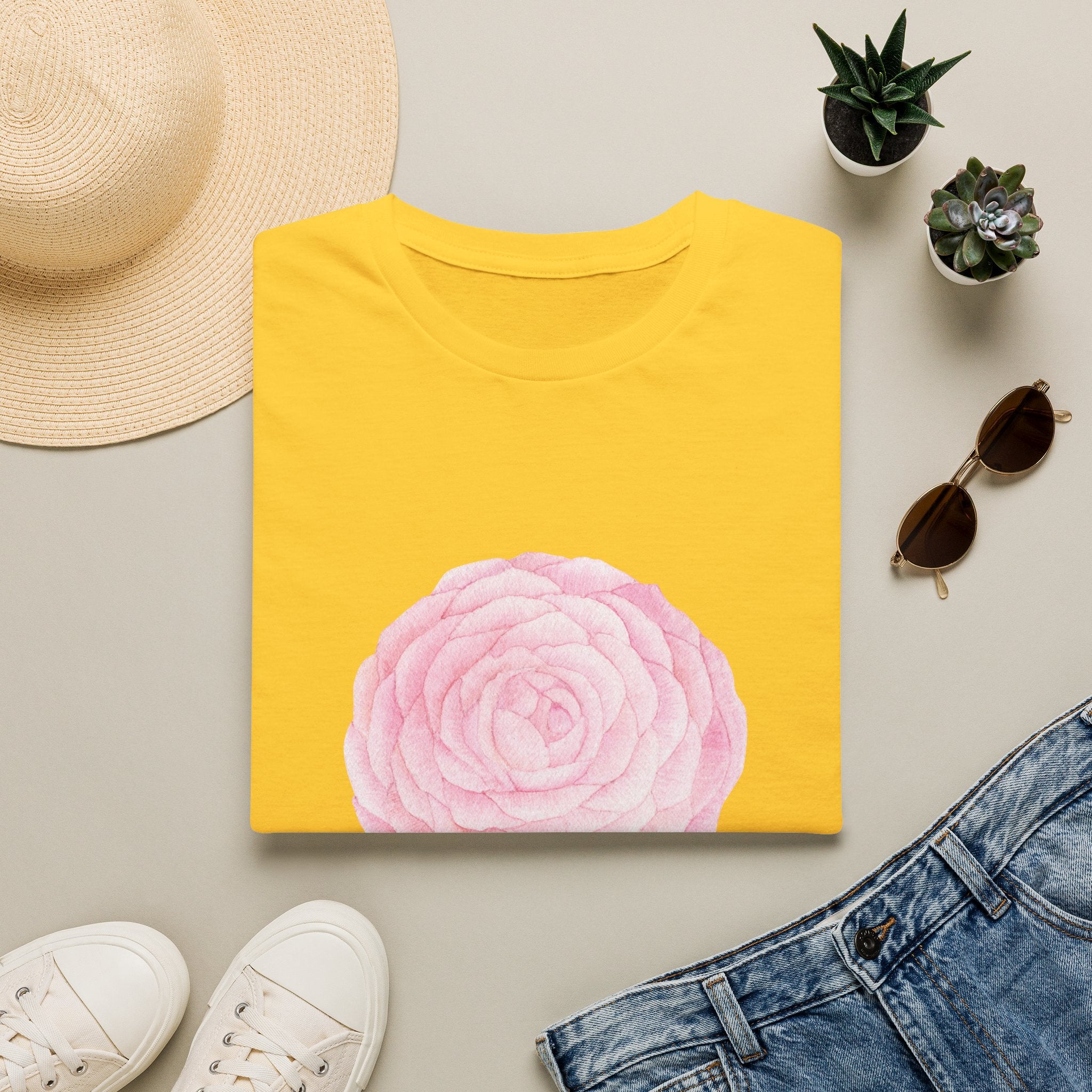 Tsubaki Japanese Camellia Unisex Softstyle T-Shirt Gift Cotton Japan Art Flower