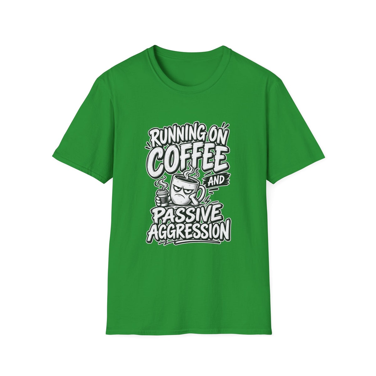 Funny Dark Humor Tshirt — Funny Office Tshirt Dark Humor Graphic Tee Unique Coworker Gift  RUNNING ON COFFEE AND PASSIVE AGGRESSION Shirt