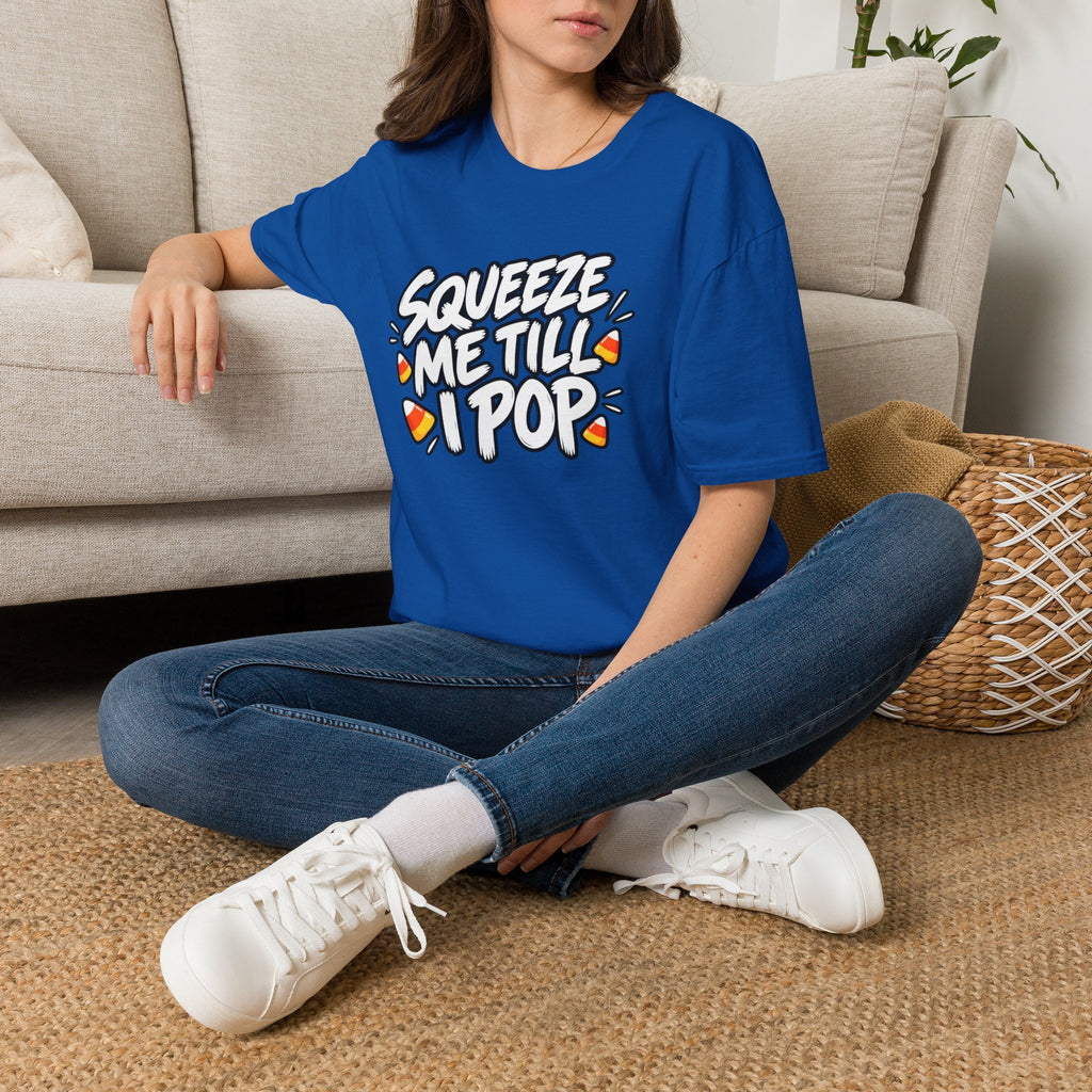 Funny Halloween Shirt Squeeze Me Till I Pop Candy Corn Novelty Tee Graphic T-Shirt