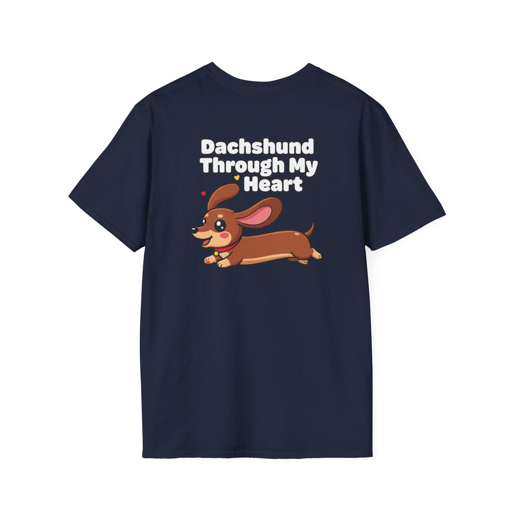 Cute Dachshund Shirt Dachshund Through My Heart Funny Dog Lover Unisex Softstyle Tee Gift