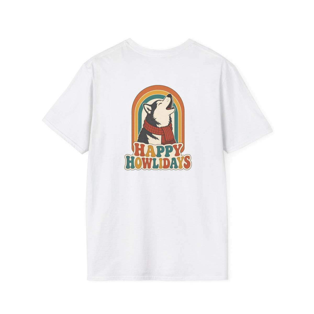 Retro Christmas Dog T-Shirt Happy Howlidays Vintage Dog Lover Shirt Unisex Softstyle Tee Christmas Gift