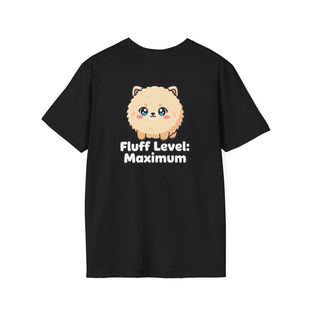 Cute Dog Pomeranian Shirt Fluff Level: Maximum Funny Dog Lover Unisex Softstyle Tee Gift