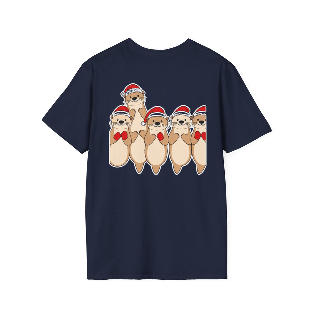 Christmas Otters Family T-Shirt | Cute Cartoon Holiday Design Unique Shirt Gift