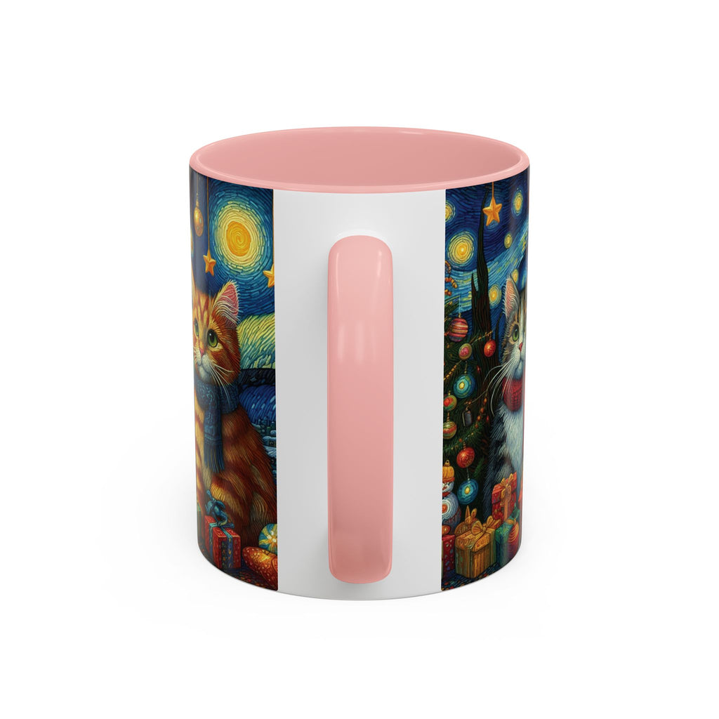 Christmas Mug Cats Mug Mom Van Gogh Art Funny Coffee Tea Ceramic Mug Cup Pink