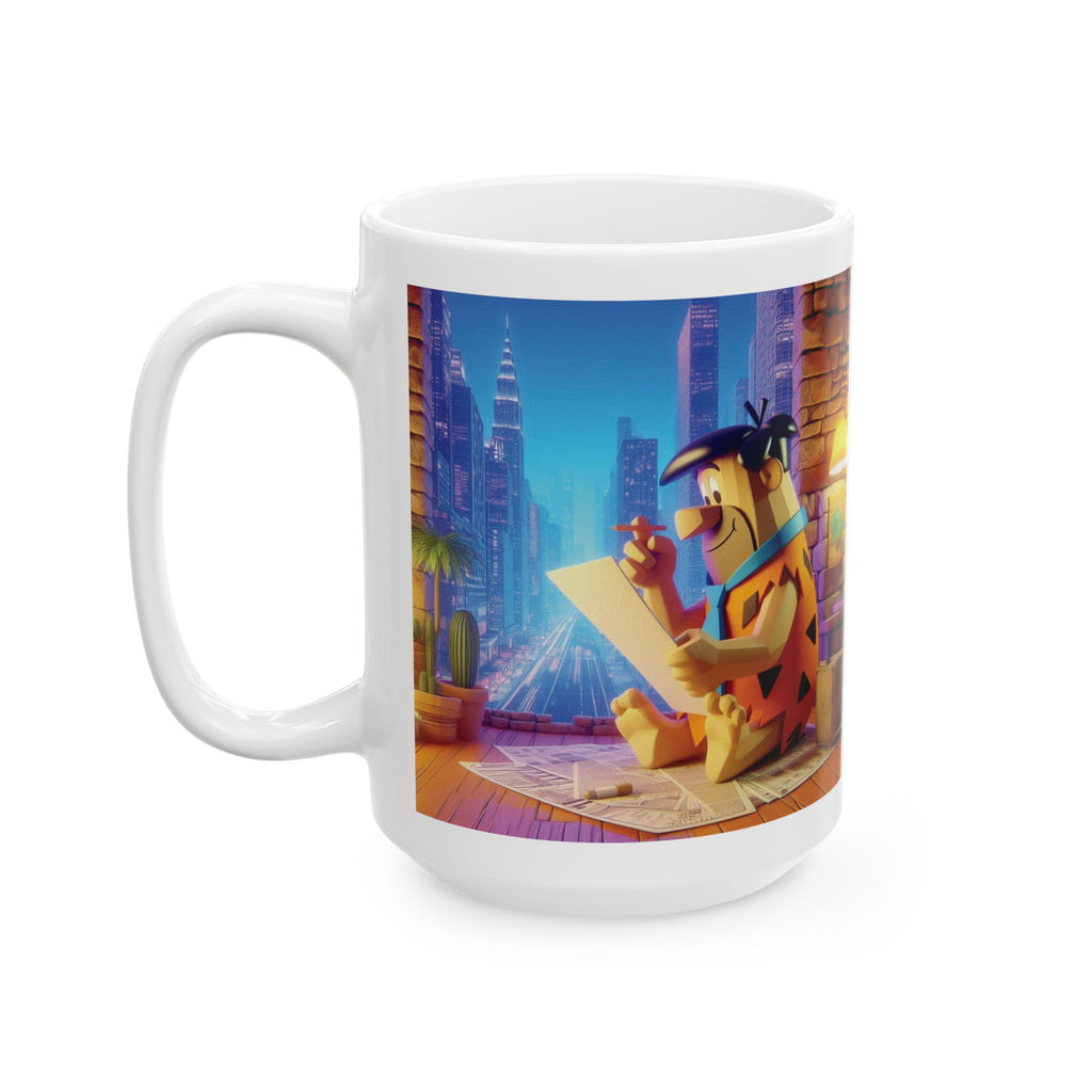 3D Fred Flintstone Mug in Tech Era in New York Ceramic Mug Coffee Cup Gift Kids 11oz
