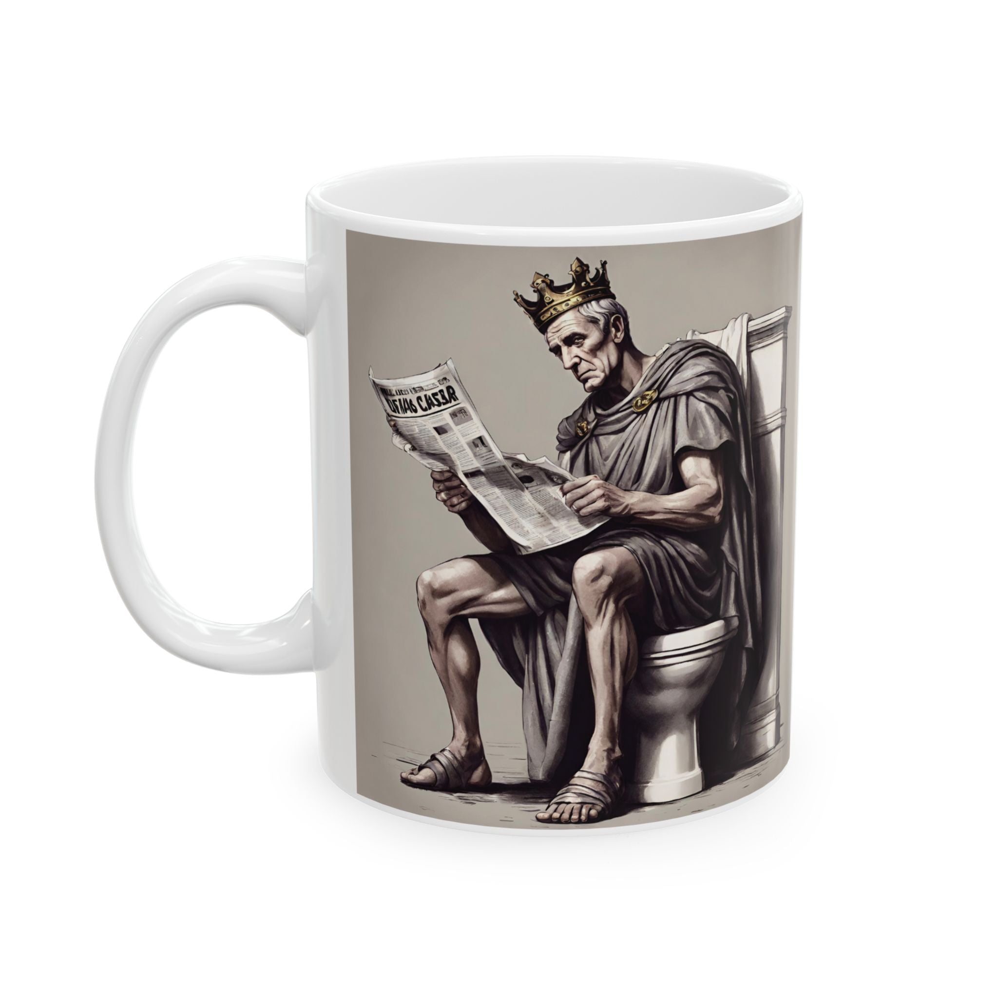 Funny Caesar Julius Mug Sitting on Toilet Coffee Mug Best Gift Tea Mug Rome 11oz