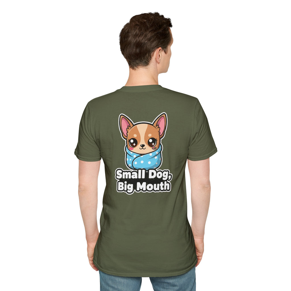 Cute Chihuahua Shirt Small Dog, Big Mouth Funny Dog Lover Unisex Softstyle Tee Gift