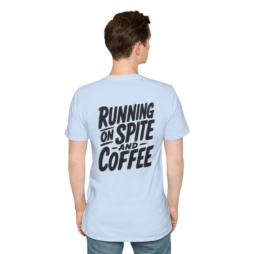 Funny Dark Humor Tshirt Running on Spite and Coffee Shirt — Dark Humor Coffee Lover Graphic Tee