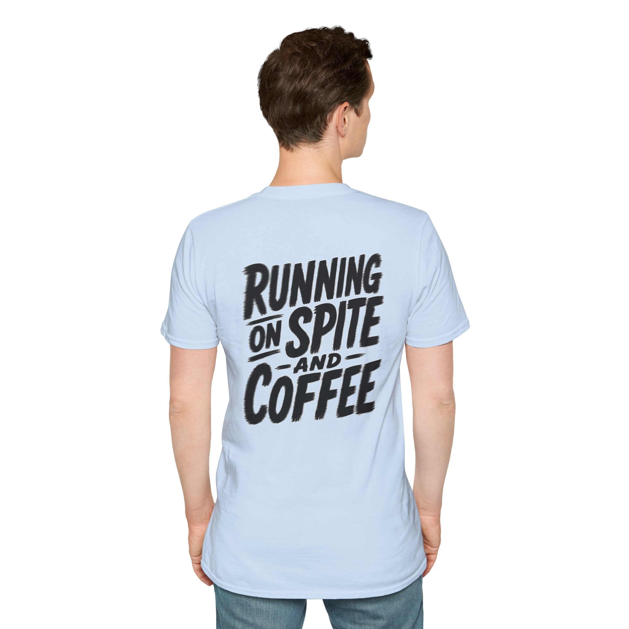 Funny Dark Humor Tshirt Running on Spite and Coffee Shirt — Dark Humor Coffee Lover Graphic Tee