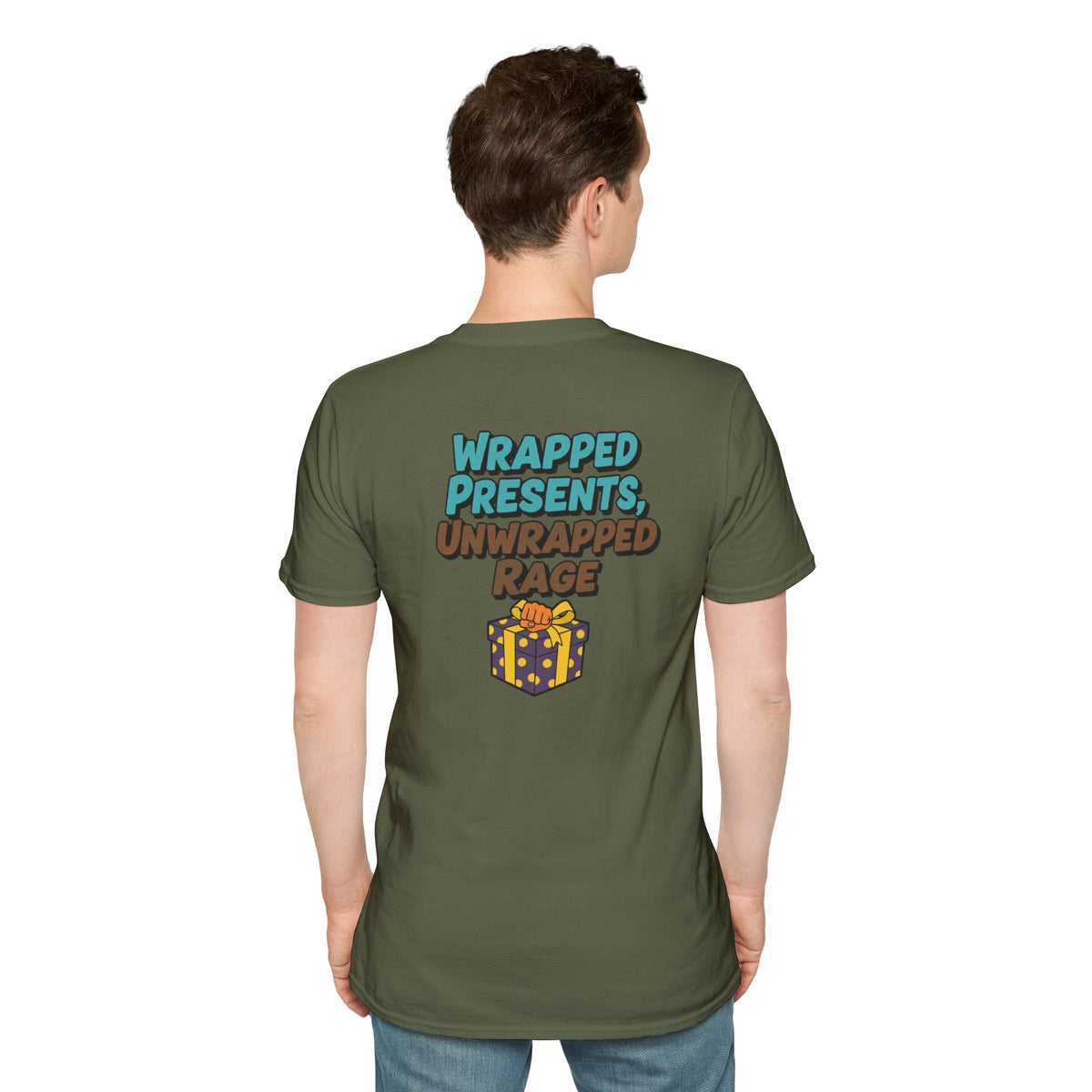 Dark Humor Christmas Shirt Wrapped Presents Unwrapped Rage Funny Sarcastic Unisex Softstyle Tee Adult Christmas Gift