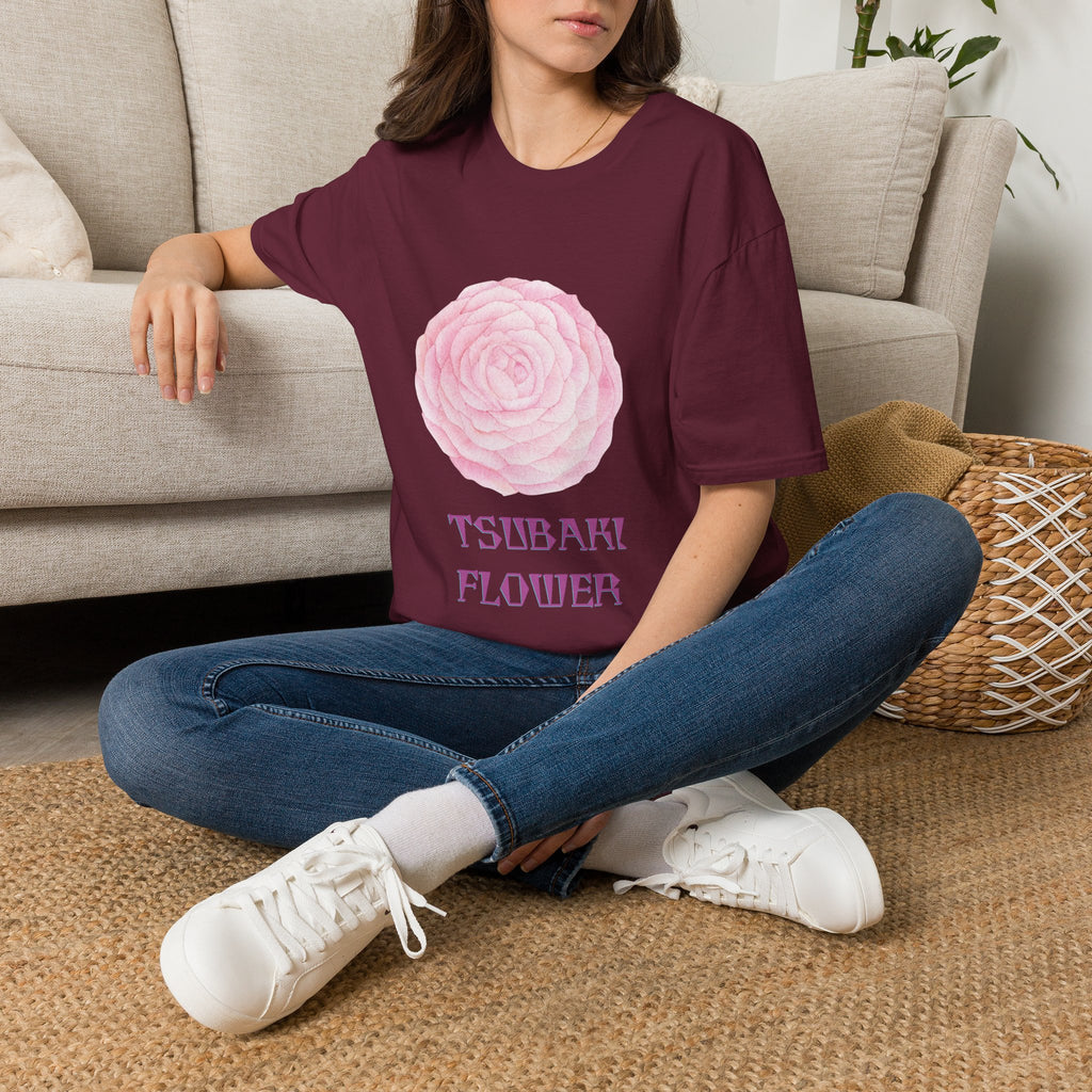 Tsubaki Japanese Camellia Unisex Softstyle T-Shirt Gift Cotton Japan Art Flower