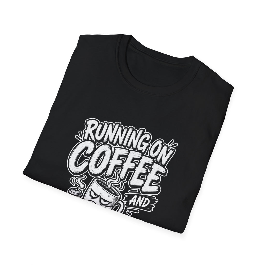 Funny Dark Humor Tshirt — Funny Office Tshirt Dark Humor Graphic Tee Unique Coworker Gift  RUNNING ON COFFEE AND PASSIVE AGGRESSION Shirt