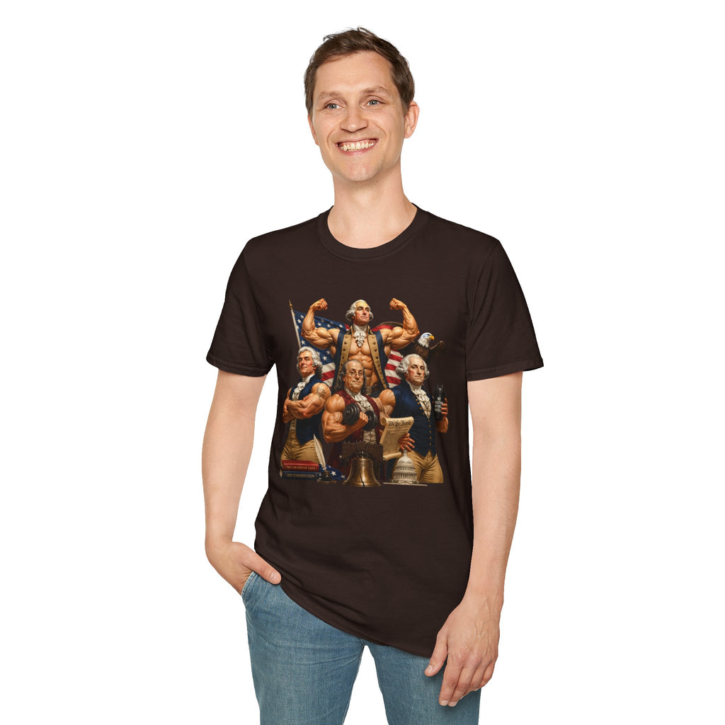 Funny USA Unisex Softstyle T-Shirt Giant Declaration Receipt Funny Patriotic T-Shirt United States of America Benjamin Franklin George Washington Tshirt