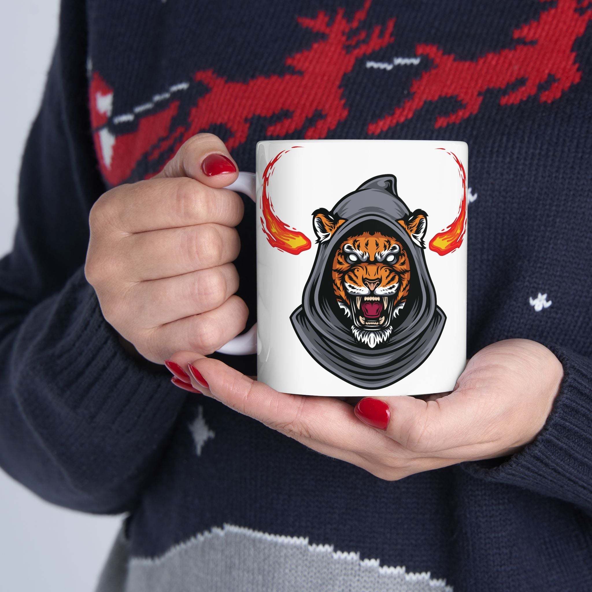 Tiger Mug Shot Unique Funny Coffee Mug Ceramic Mug Tea Cup Hooded Cute Gift Art 11oz