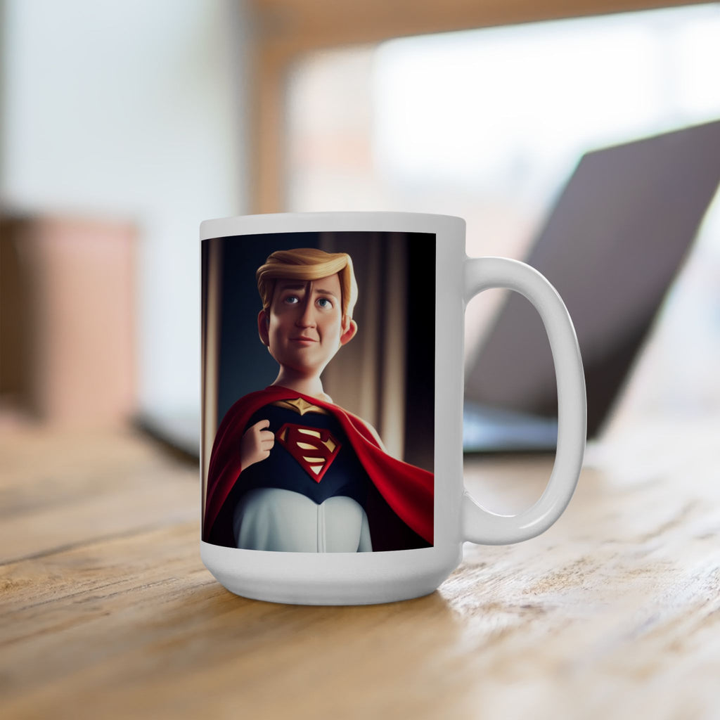 Funny Baby Face Donald Trump Superman White Coffee Mug Gift Family New US 15oz