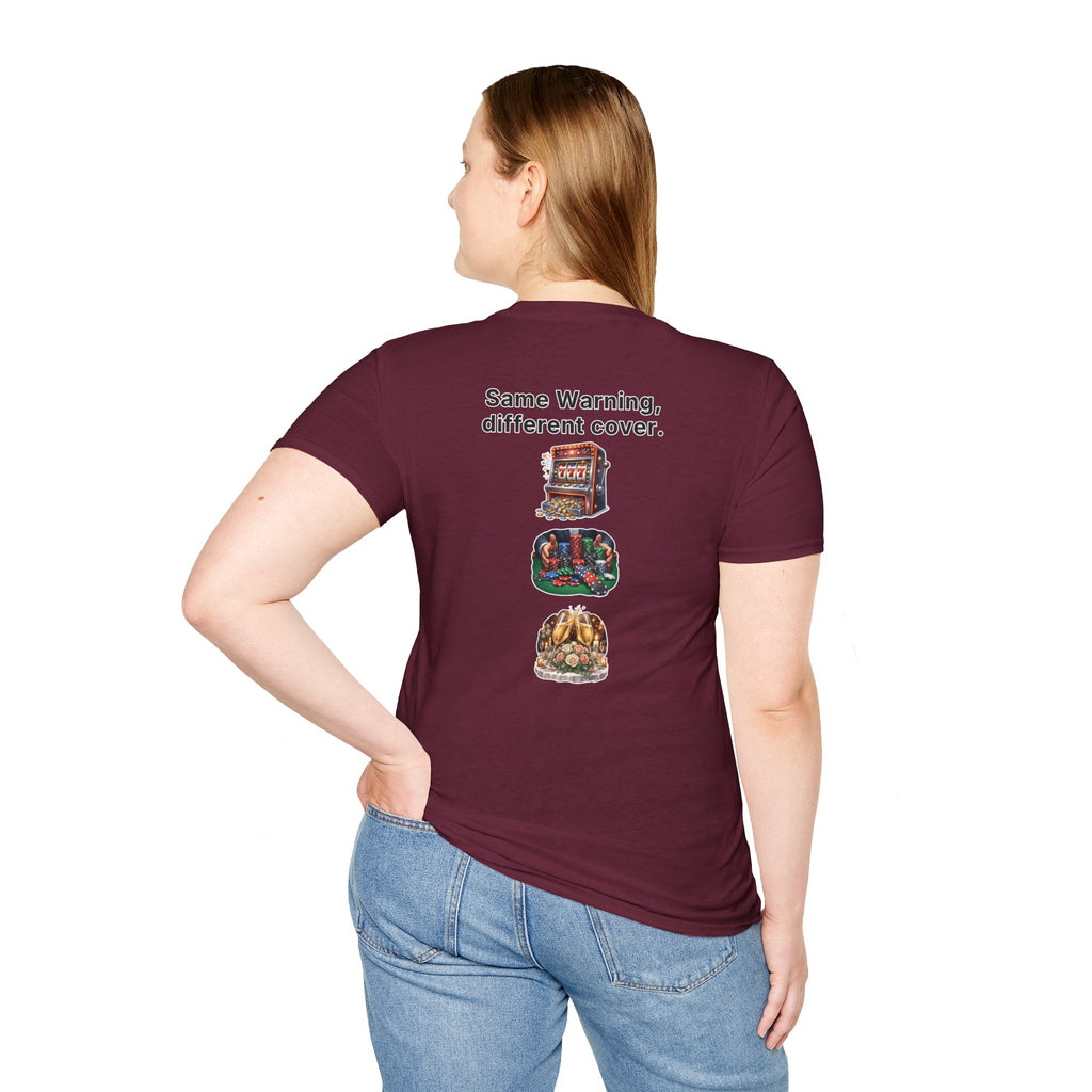 Funny Marriage T-Shirt Same Warning Different Cover Casino Gambling Wedding Humor Shirt Groom Bachelor Party Tee