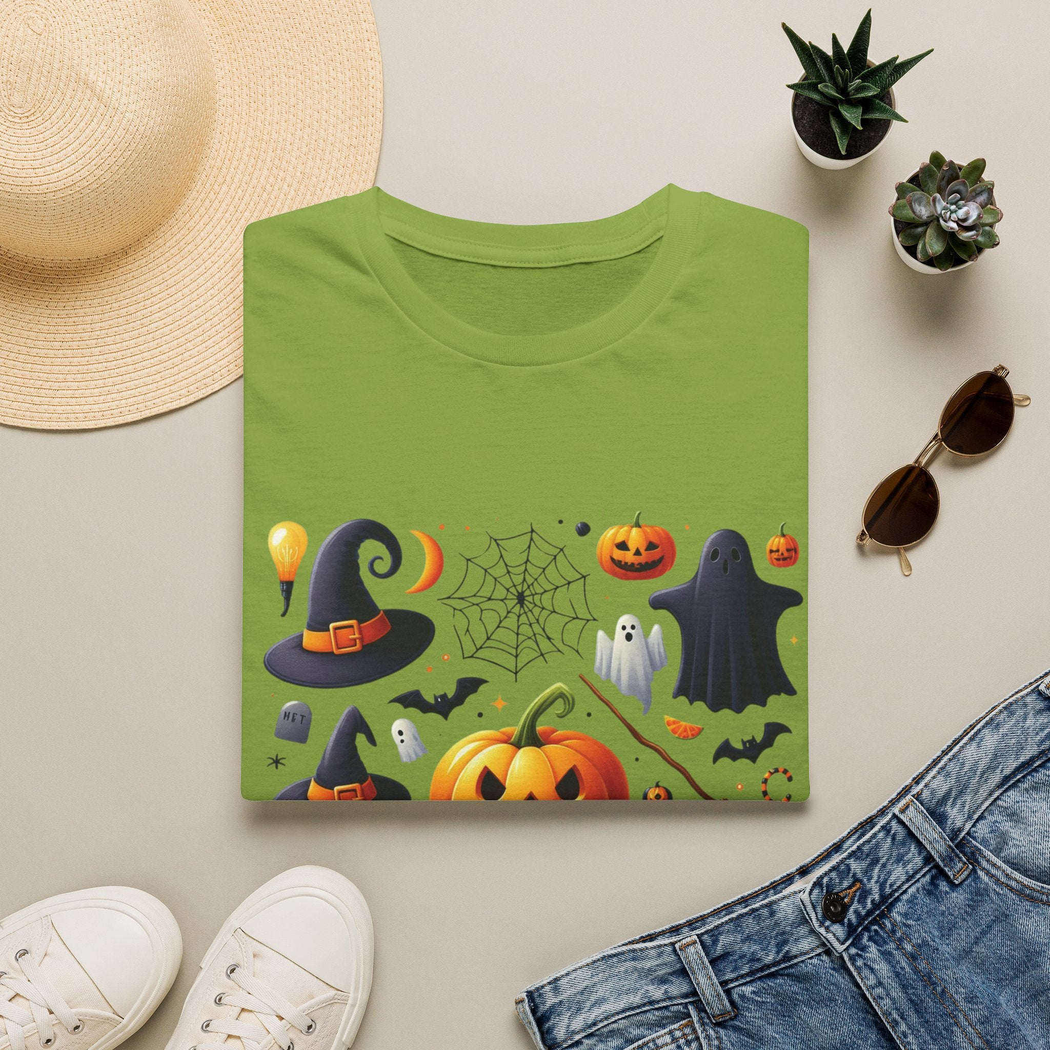 Halloween Pumpkin Face Funny Scary Mens Cotton T-Shirt Tee Top Unisex Women Gift