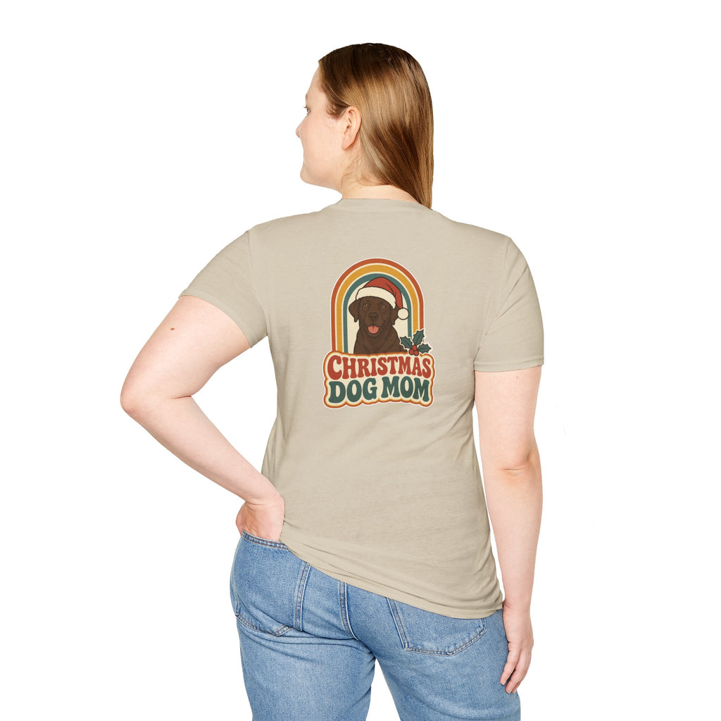 Retro Christmas Dog T-Shirt Christmas Dog Mom Vintage Dog Lover Shirt Unisex Softstyle Tee Christmas Gift