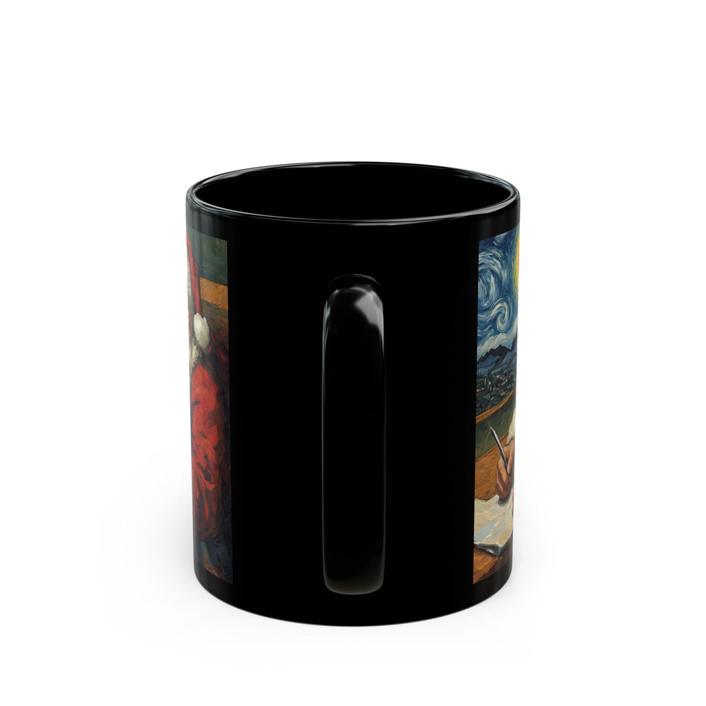 Santa Claus Mug in Vincent Van Gogh Style Mug Unique Funny Coffee Cup Gift Black