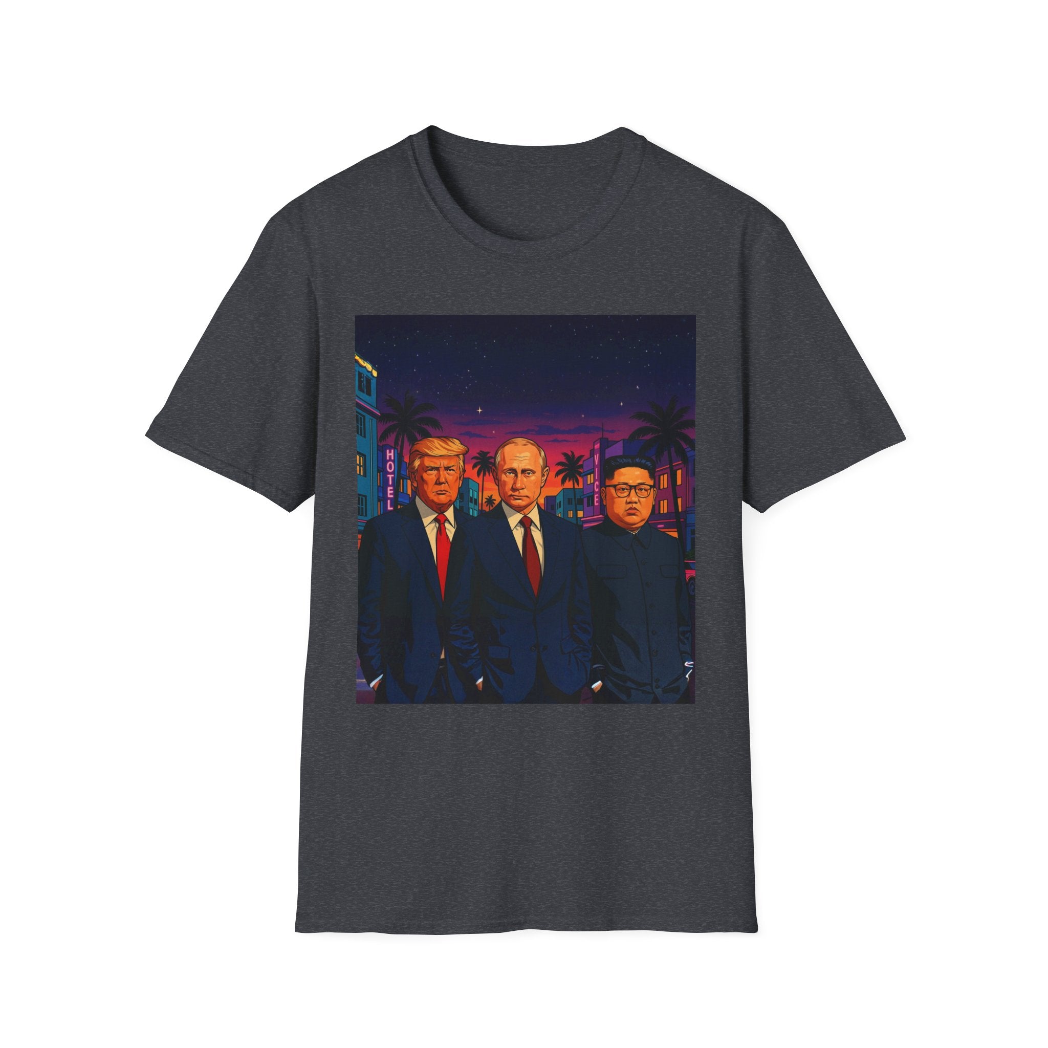 Funny Donald Trump Kim Putin in Miami T-Shirt Unique Unisex Softstyle Gift New