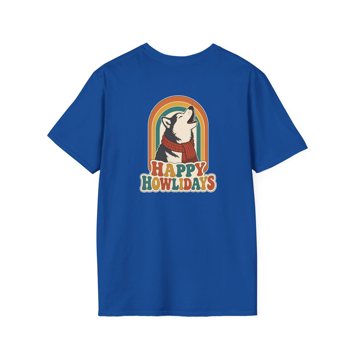 Retro Christmas Dog T-Shirt Happy Howlidays Vintage Dog Lover Shirt Unisex Softstyle Tee Christmas Gift