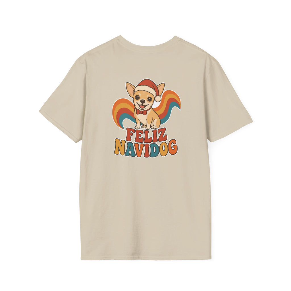 Retro Christmas Dog T-Shirt Feliz Navidog Vintage Dog Lover Shirt Unisex Softstyle Tee Christmas Gift