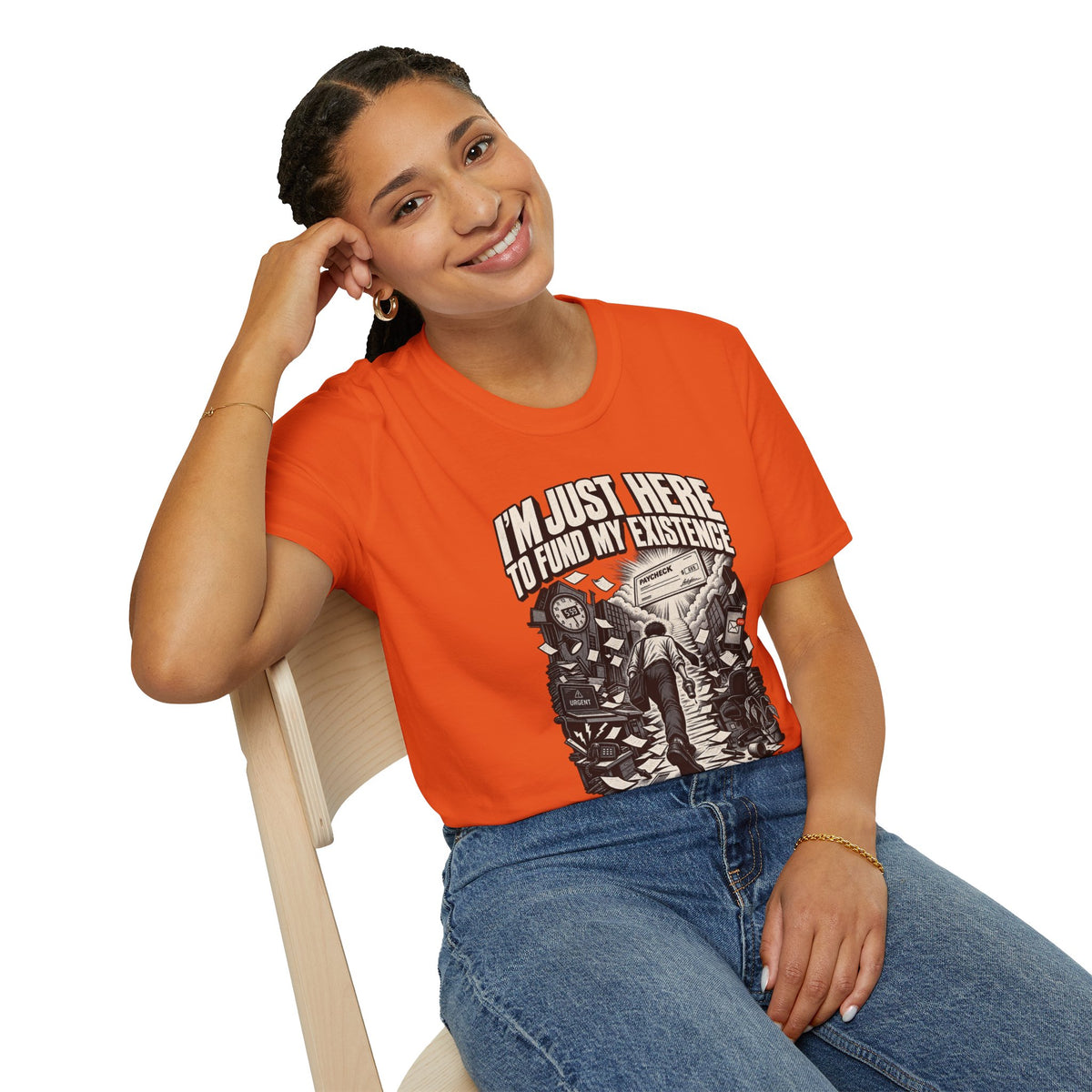 Funny Dark Humor Tshirt — Funny Office Tshirt Dark Humor Graphic Tee Unique Coworker Gift I'M JUST HERE TO FUND MY EXISTENCE Shirt