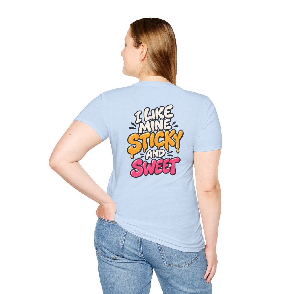 Dark Humor Funny Tshirt I LIKE MINE STICKY AND SWEET Tee Unique Gift