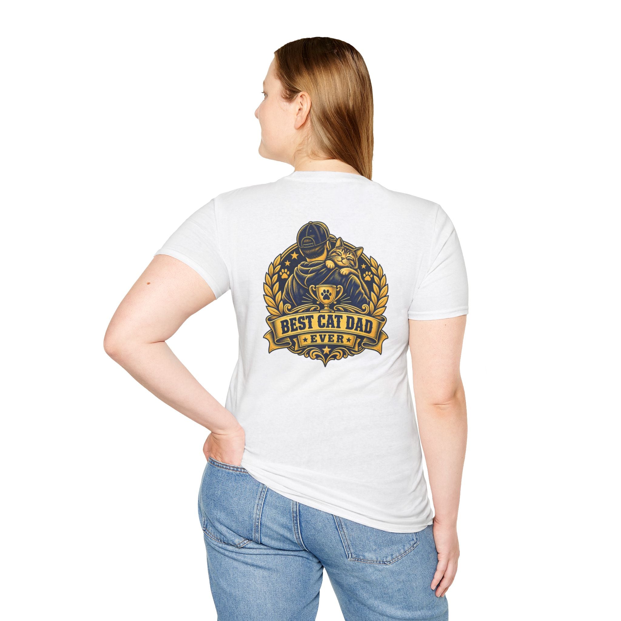Best Cat Dad Ever Shirt Vintage Trophy Badge Cat Lover Graphic Tee Dark Humor Tee Unique Gift Funny Tshirt