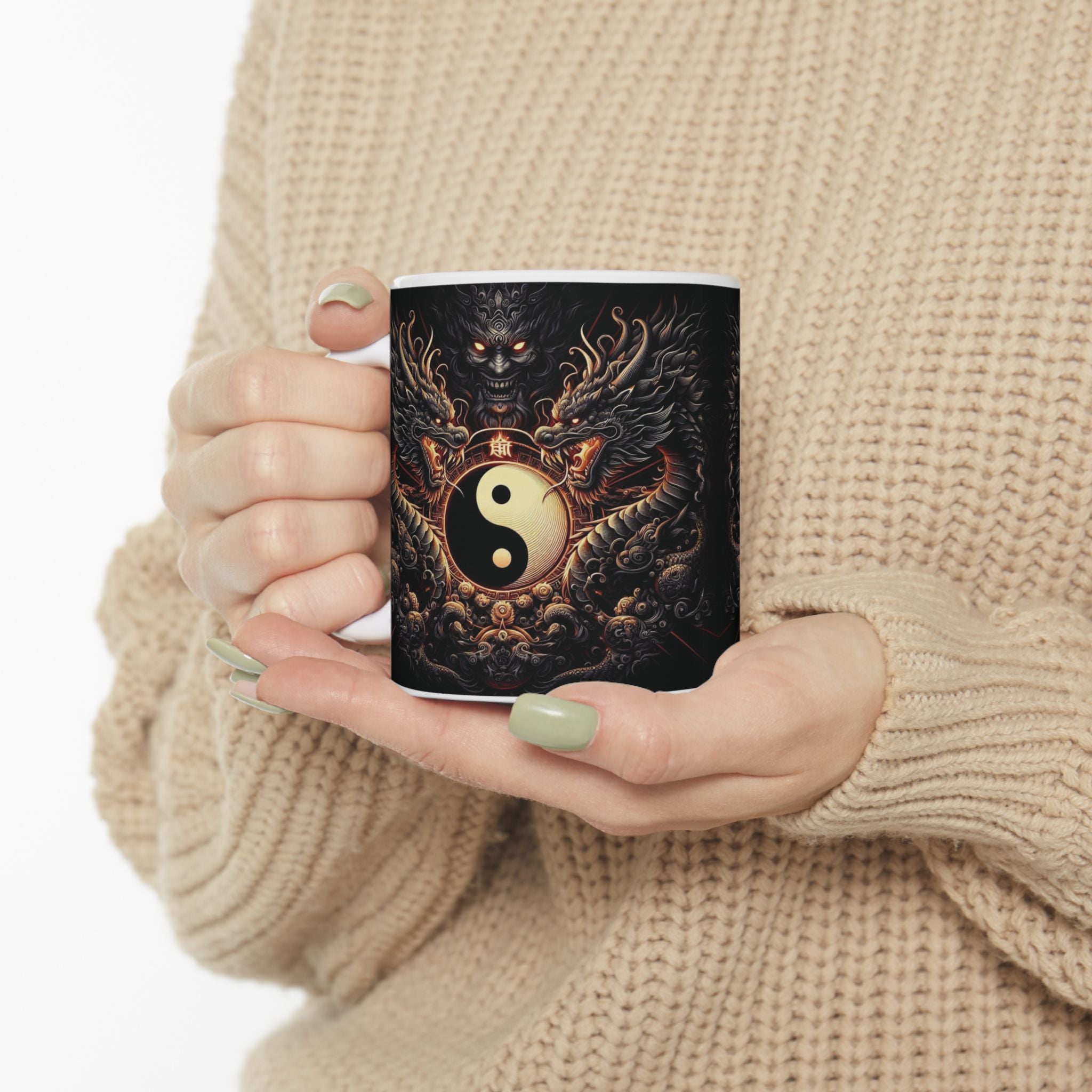 Dragon Mug Yin-Yang Symbol Lovers Design Ceramic Mug 11oz Gift Tea Cup
